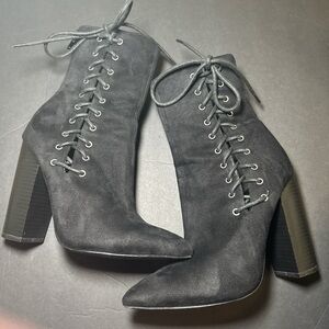 Women's Black Lace-Up Ankle Boots